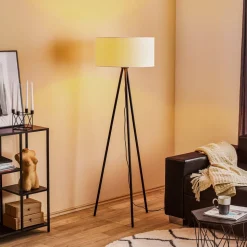 Gulvlampe Corralee i sort og hvid