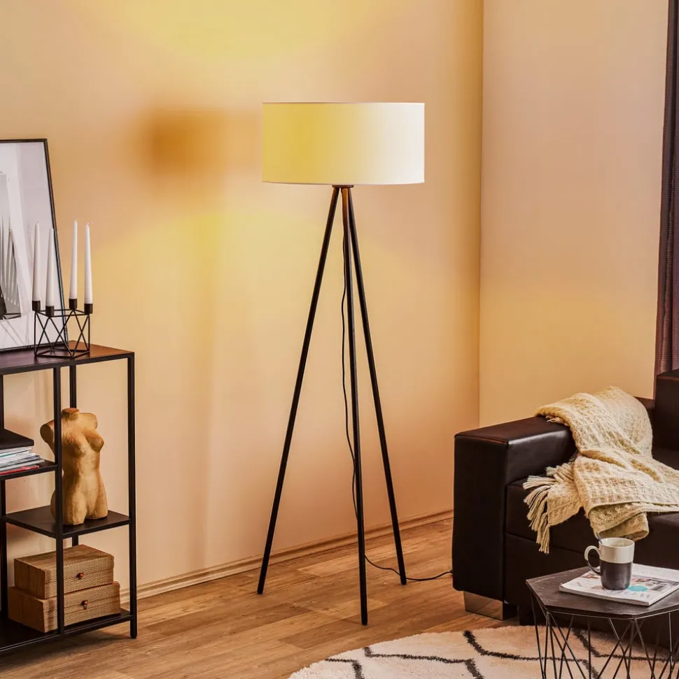Gulvlampe Corralee i sort og hvid