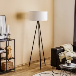 Gulvlampe Corralee i sort og hvid