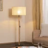 Gulvlampe Deva Nature, tekstil, træ