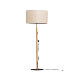 Gulvlampe Deva Nature, tekstil, træ