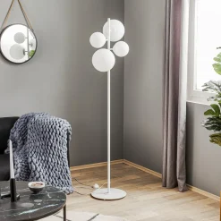 Gulvlampe Dione, 4 lyskilder, hvid