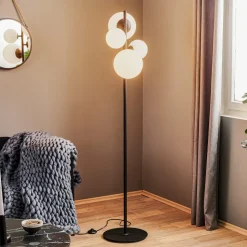 Gulvlampe Dione, 4 lyskilder, sort