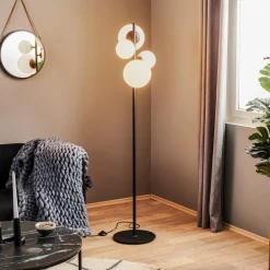 Gulvlampe Dione, 4 lyskilder, sort