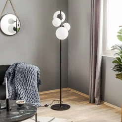 Gulvlampe Dione, 4 lyskilder, sort