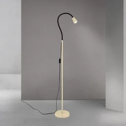 Gulvlampe Dotty, khaki, højde 145 cm, fleksibel arm, GU10