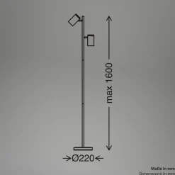 Gulvlampe Duta, sort/lys træ, højde 160 cm metal/træ