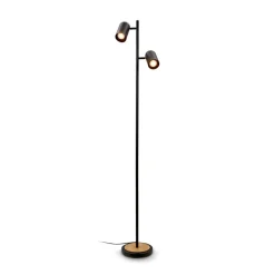Gulvlampe Duta, sort/lys træ, højde 160 cm metal/træ