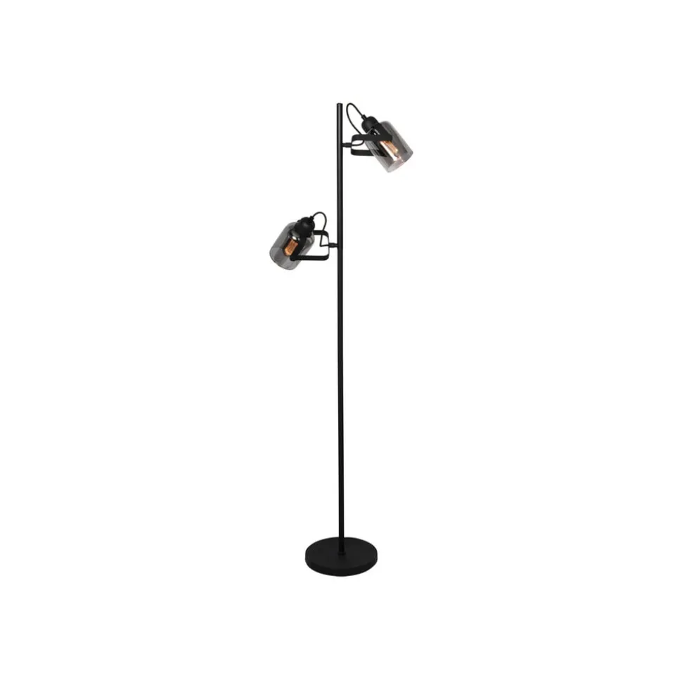 Gulvlampe Fumoso, 2-lys, højde 143 cm, sort/røggrå