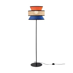 Gulvlampe Gazebo, orange/blå/natur, 147 cm, stof/rattan