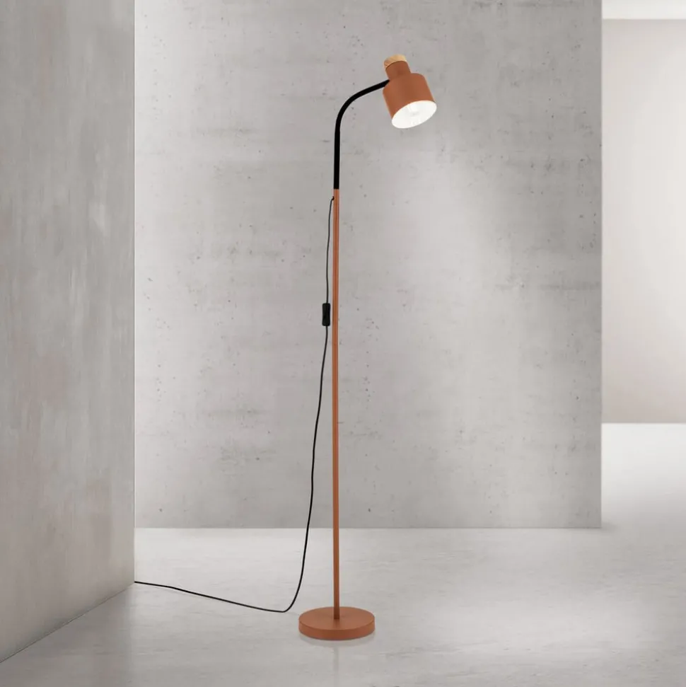 Gulvlampe Gili, stål, koralrød, højde 150 cm, E27