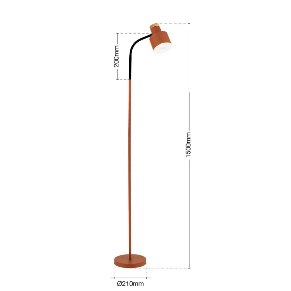 Gulvlampe Gili, stål, koralrød, højde 150 cm, E27