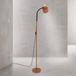 Gulvlampe Gili, stål, koralrød, højde 150 cm, E27