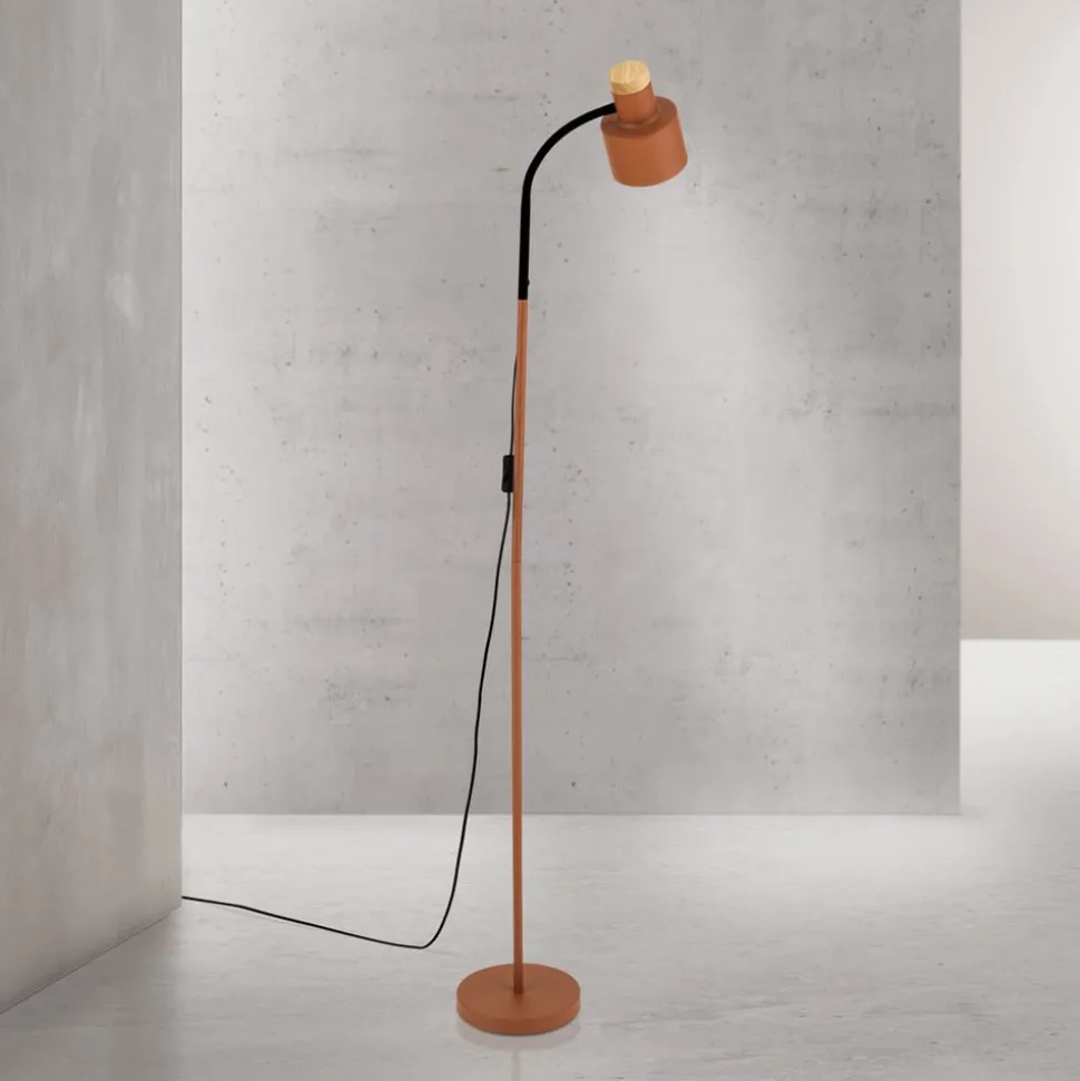 Gulvlampe Gili, stål, koralrød, højde 150 cm, E27