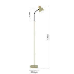 Gulvlampe Gili, stål, lysegrøn, højde 150 cm, E27