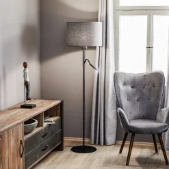 Gulvlampe Hotel Plus - grå skærm og læselampe