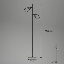 Gulvlampe 1486025 2 lyskilder skærme røgfarveglas