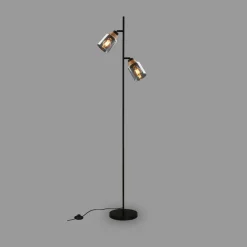 Gulvlampe 1486025 2 lyskilder skærme røgfarveglas