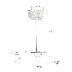 Gulvlampe Makani, krom, med muslingedekor