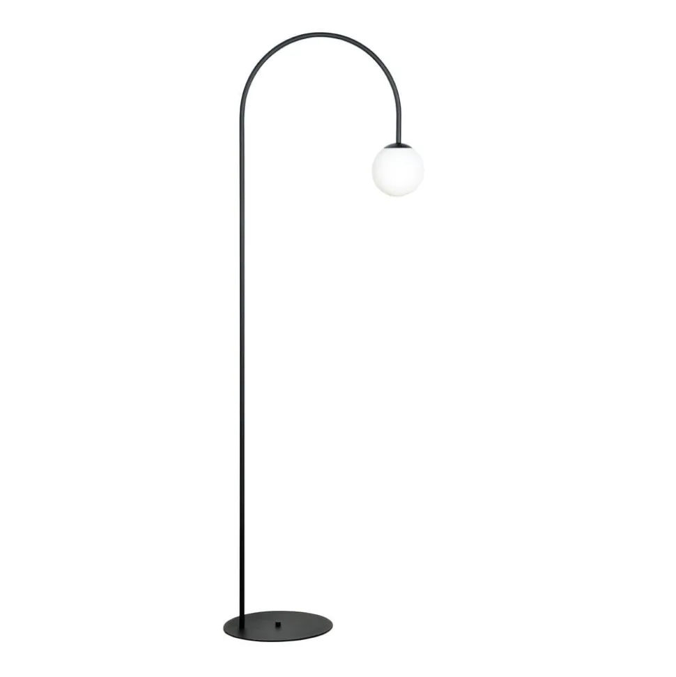 Gulvlampe Nova, glas/metal, sort/hvid, højde 155 cm