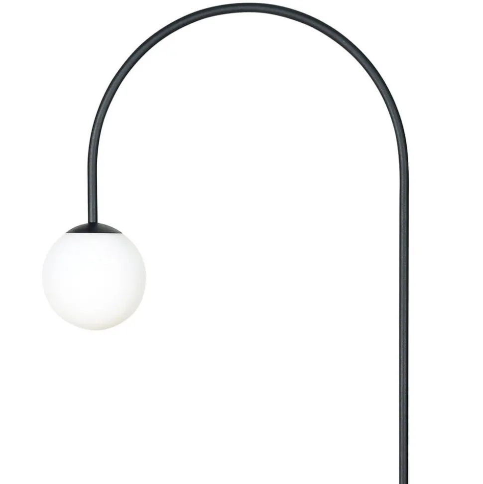 Gulvlampe Nova, glas/metal, sort/hvid, højde 155 cm