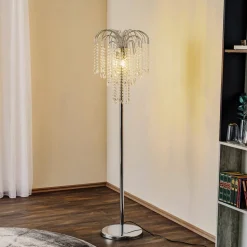 Gulvlampe Pioggia med krystalregn, krom