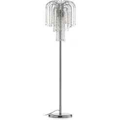 Gulvlampe Pioggia med krystalregn, krom