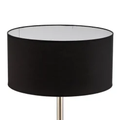 Gulvlampe Pongo med stofskærm og hylde