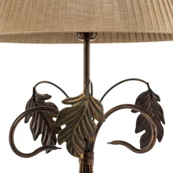 Gulvlampe Quercia, stofskærm og egeblade