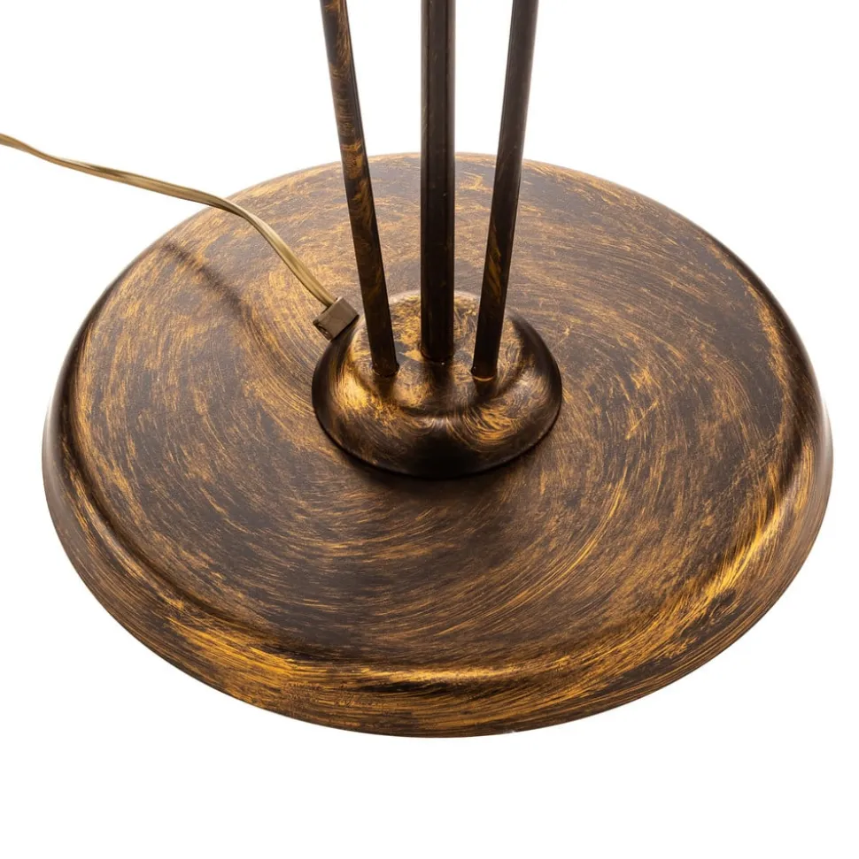 Gulvlampe Quercia, stofskærm og egeblade