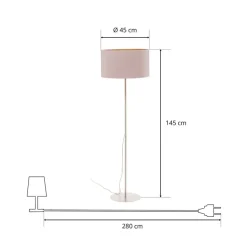 Gulvlampe Roller, hvid/guld, højde 145 cm