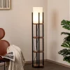 Gulvlampe Shelf, sort/kobber, stof, højde 130 cm, E27