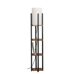 Gulvlampe Shelf, sort/kobber, stof, højde 130 cm, E27