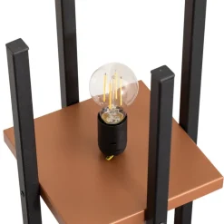 Gulvlampe Shelf, sort/kobber, stof, højde 130 cm, E27
