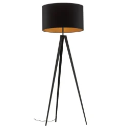 Gulvlampe Tago, treben, skærm sort/guld