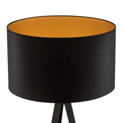 Gulvlampe Tago, treben, skærm sort/guld