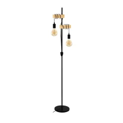 Gulvlampe Townshend 2 lyskilder sort/lyst træ