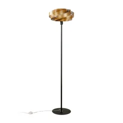 Gulvlampe Vento, sort/guld, metal, Ø 40 cm, E27