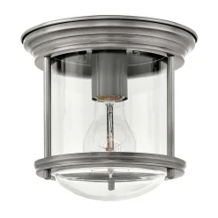 Hadrian Mini udendørs loftslampe, antik nikkel/klar