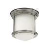 Hadrian Mini udendørs loftslampe, antik nikkel/opalhvid