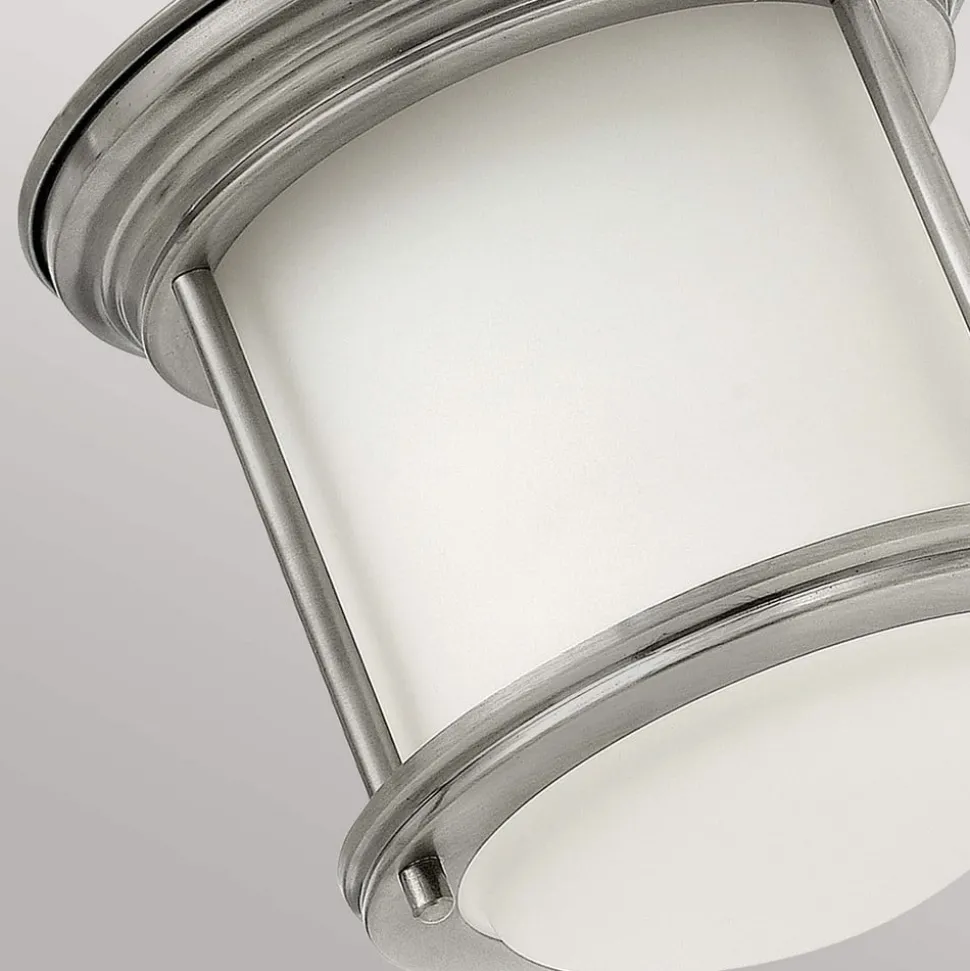 Hadrian Mini udendørs loftslampe, antik nikkel/opalhvid