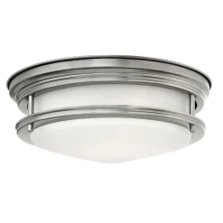 Hadrian udendørs loftslampe, antik nikkel/opalhvid