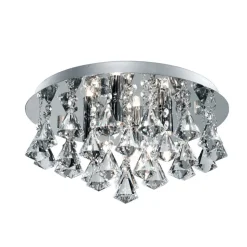 Hanna loftlampe, rund, IP44, 38 cm, krom pyramide