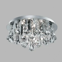 Hanna loftlampe, rund, IP44, 38 cm, krom pyramide