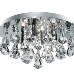 Hanna loftlampe, rund, IP44, 38 cm, krom pyramide