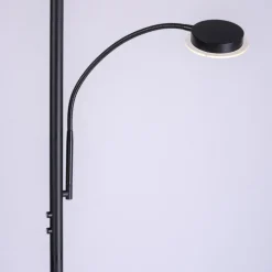 Hans LED-gulvlampe med læselampe, rund, sort