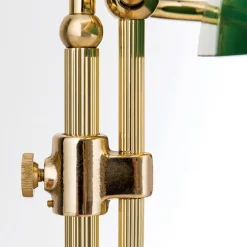 Harvard banklampe, messing/grøn, højde 32 cm