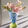 Hübsch Abyss-vase, blå, glas, højde 29 cm, Ø 20 cm
