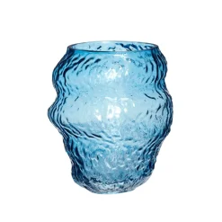 Hübsch Aurora-vase, glas, blå, højde 18 cm