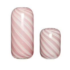 Hübsch Candy-vase, sæt med 2, pink, glas, højde 18 + 26 cm